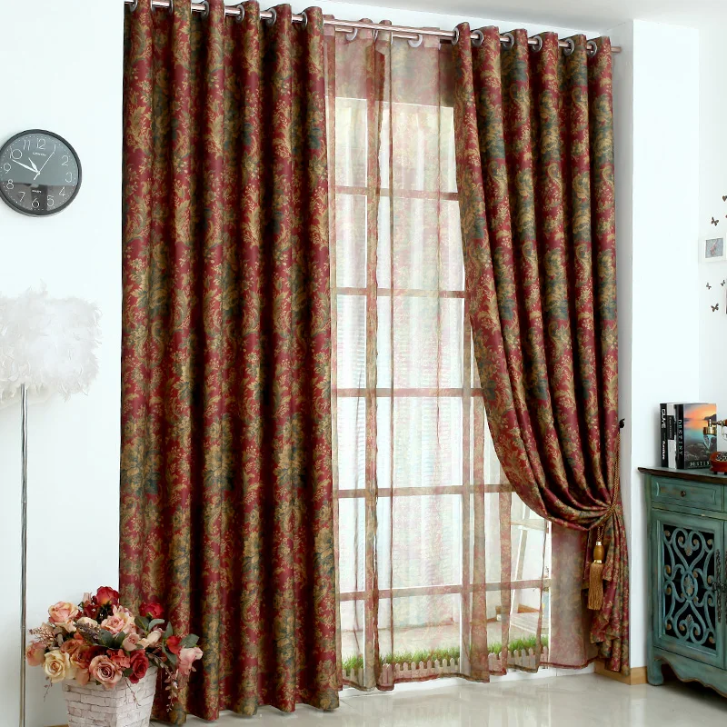 Europe Luxurious Double sided Printed tulle Window Curtains For living