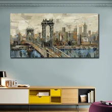 Scandinavian Style Bridge Landscape Canvas Print Large Wall Art Posters and Prints Quote Vintage Wall Pictures for Living Room