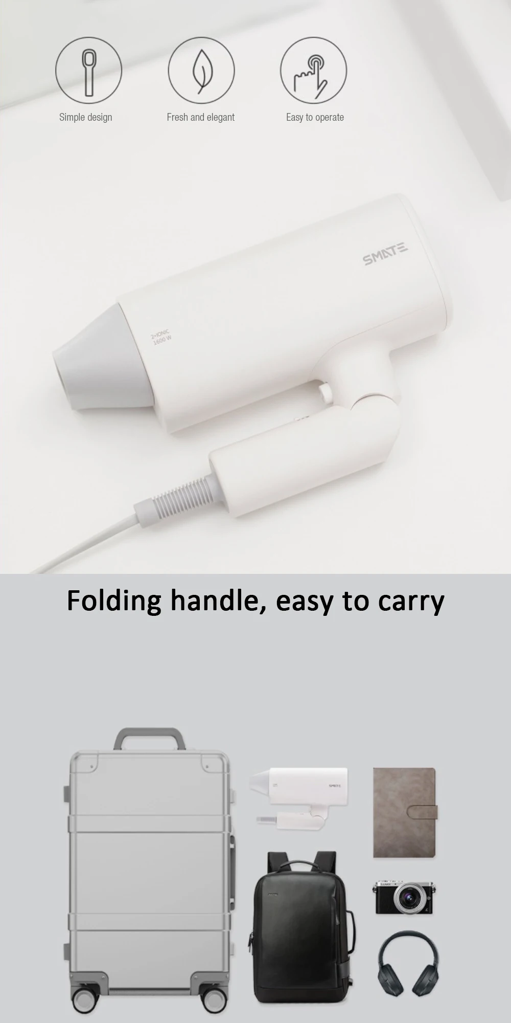 Xiaomi Mijia 1600 Watt Hair Dryer 2 Speed Setting