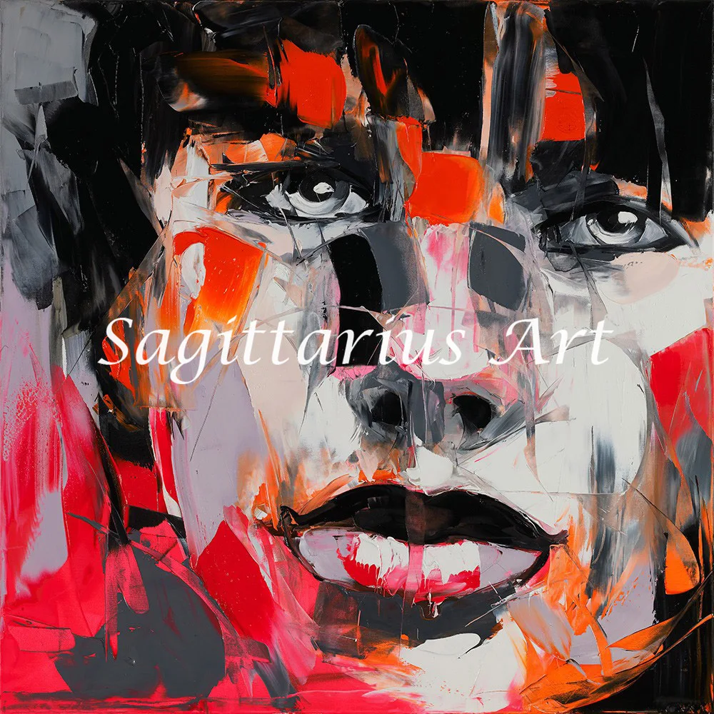 

Francoise Nielly Designer Hand Painted Untitled 536 Cool Face Palette knife Abstract Oil Painting Canvas Home Decor Fine Artwork