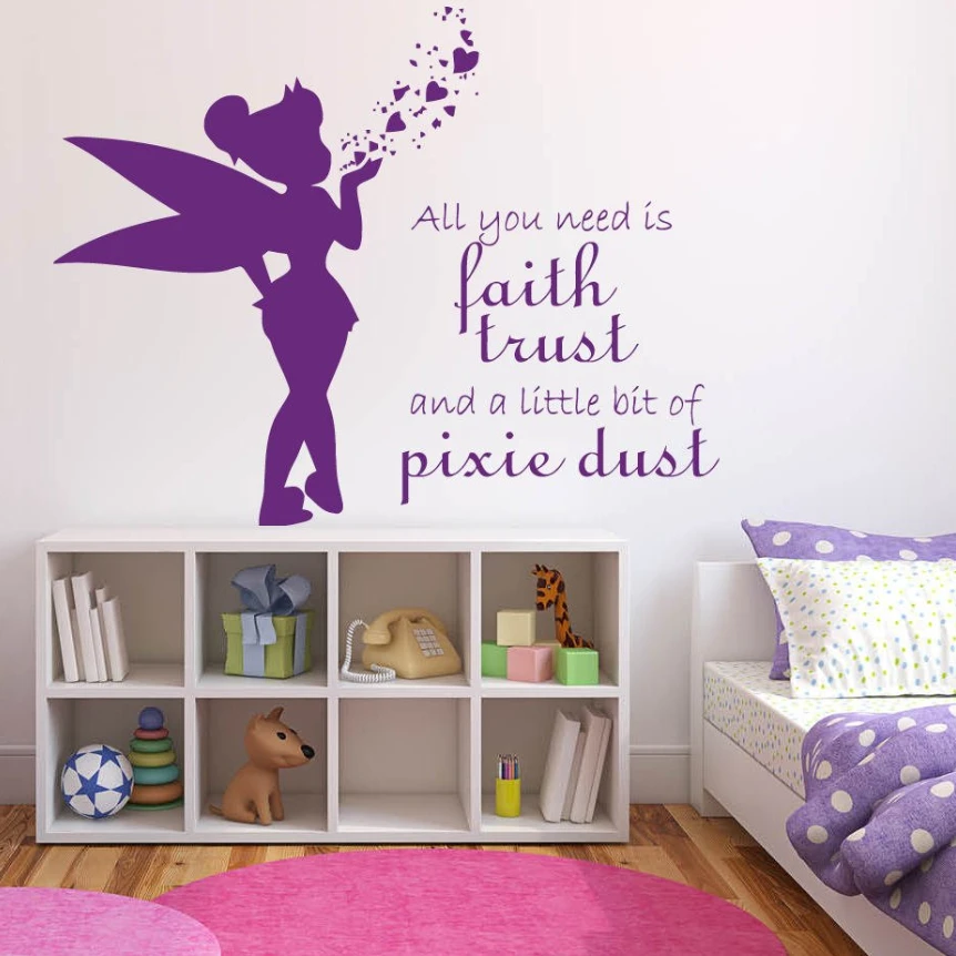 Affiche Murale En Vinyle De Style Dessin Anime Decor De Chambre D Enfant Peter Pan Citation De Ne Jamais Grandir Ay1798 Aliexpress