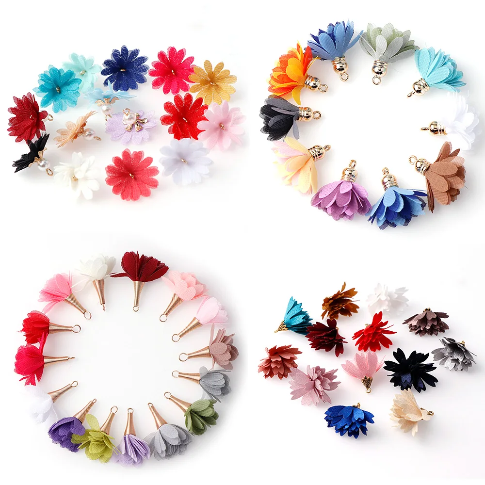 

10Pcs Mix Color Flower Tassel Cotton Thread Fringe For Macrame DIY Jewelry Key Chain Cellphone Straps Earring Necklace Pendant