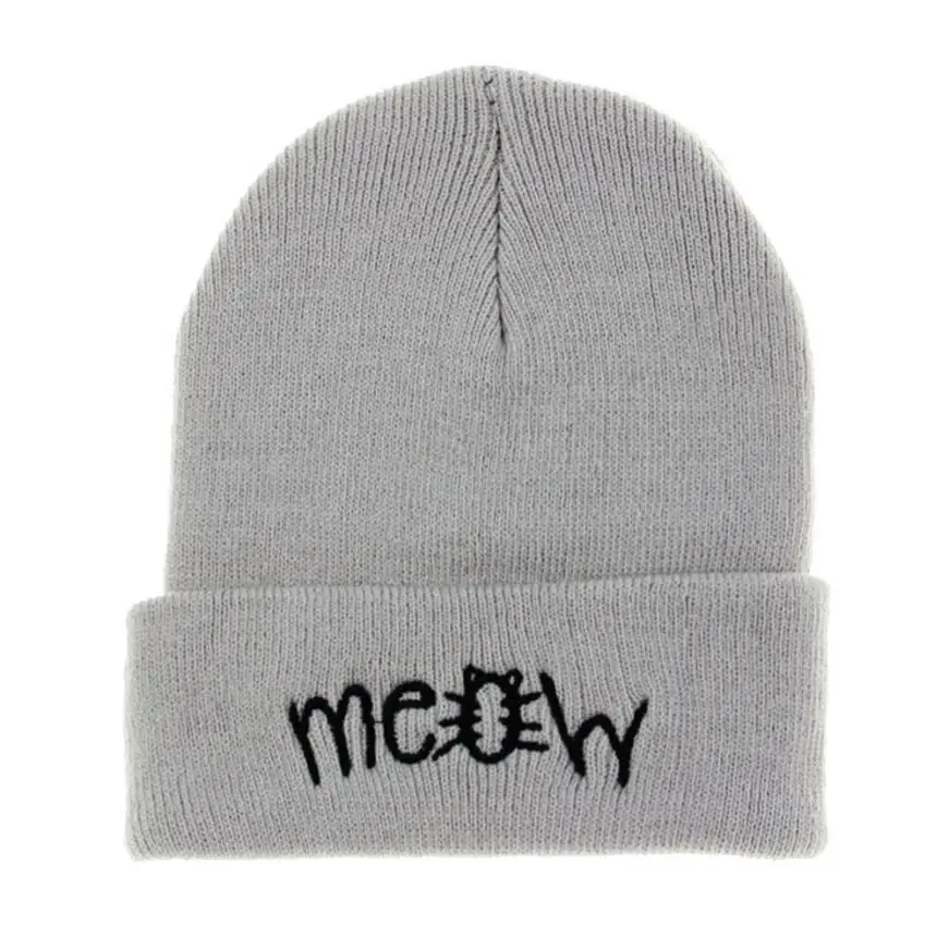 Зимние Вязание Meow Лыжная шапочка шапка и Snapback Для мужчин и Для женщин Кепка в стиле хип-хоп