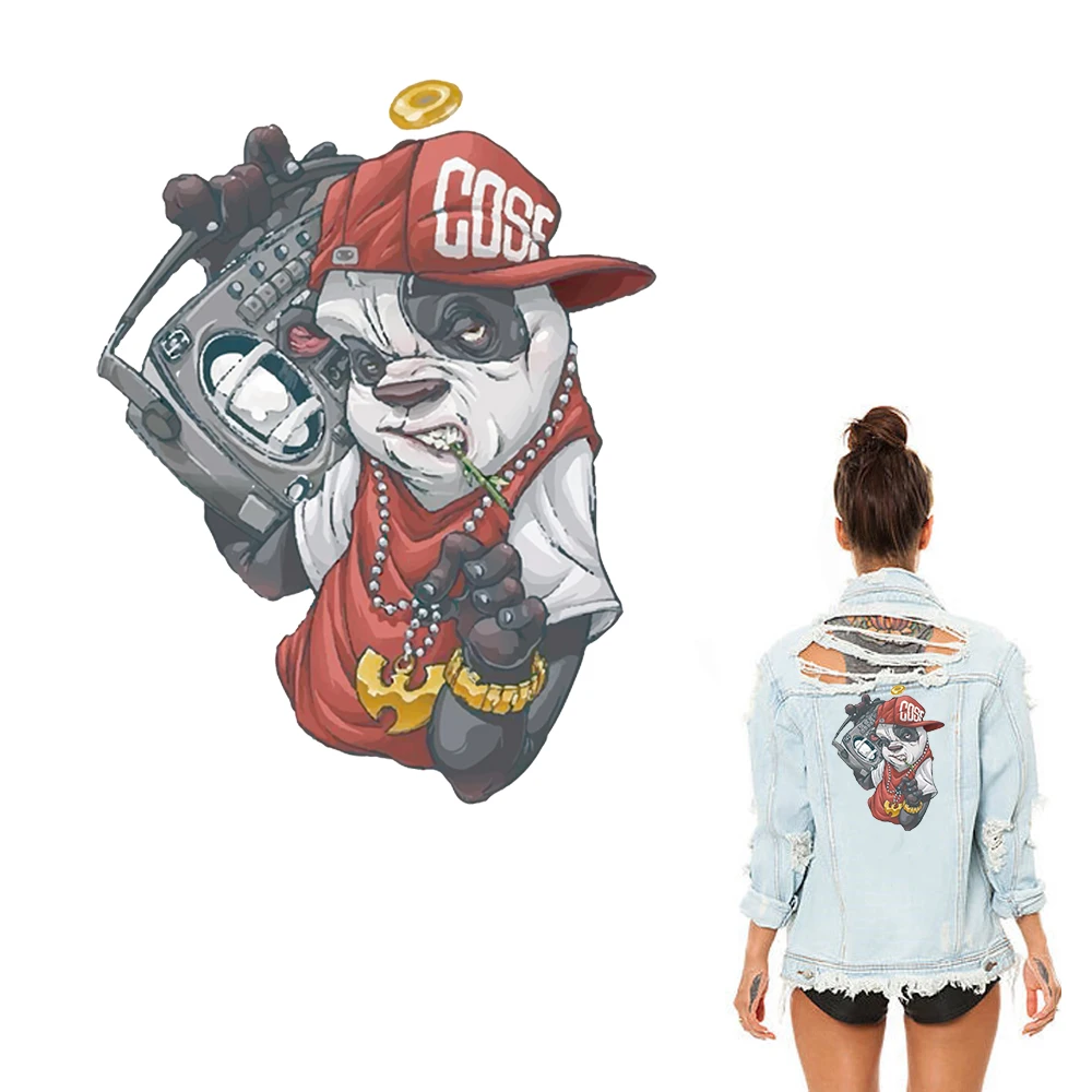 

Iron on Patches for Jacket Household Heat Transfer Sticker Panda Hero DIY A-level Washable Appliques Badges Stickers on Clothes