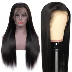 Умело Glueless Синтетические волосы на кружеве человеческих волос парики для женский, черный предварительно сорвал Бразильский прямые волосы