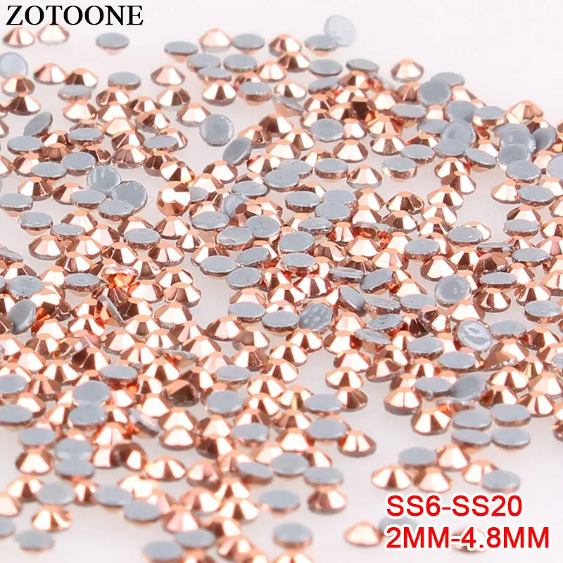 ZOTOONE розовое золото Стразы для ногтей наклейки Diy Горячая фиксация искусственные