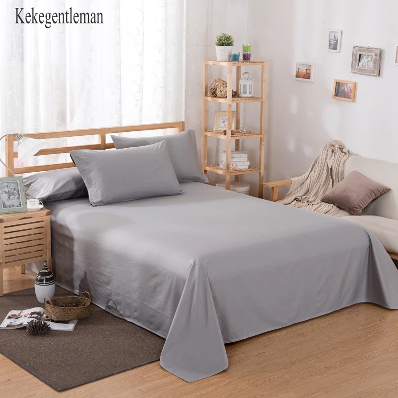 

100% Cotton Flat Sheet Bed Sheet Bed Cover Mattress Protector Super Soft Single Double Full Queen King Solid Color Pillowcase
