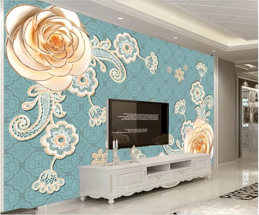 

Custom mural 3d photo wall paper European pastoral style flowers TV background Home decor living room wallpaper for wall 3 d