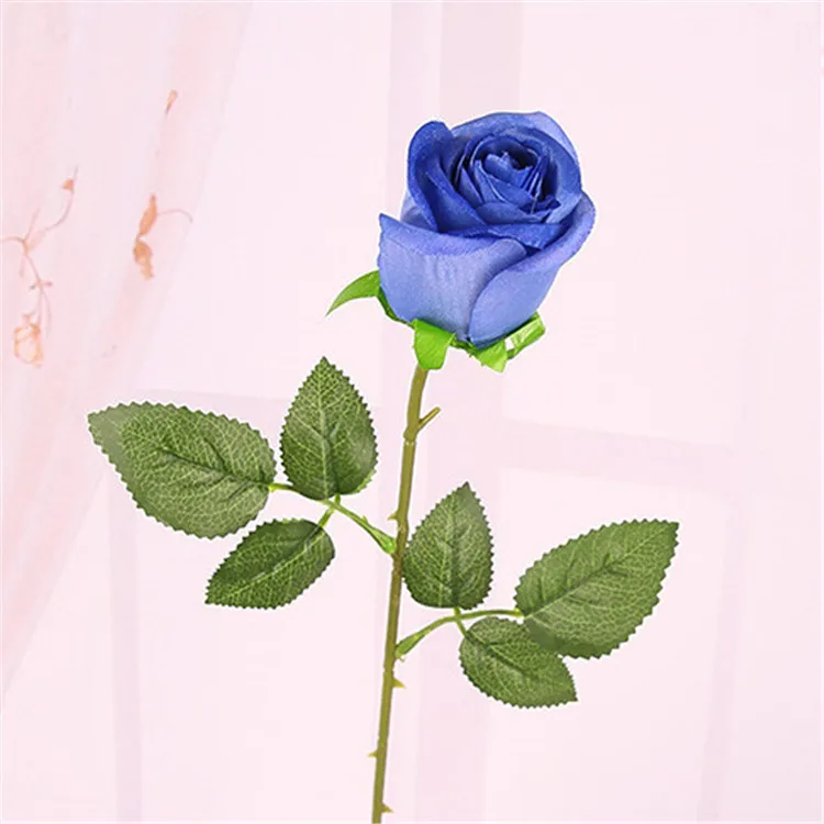 Высокое качество(10 шт./лот) романтическая искусственная Желтая роза цветок DIY бархат Шелковый цветок для вечерние украшения дома, свадьбы, праздника - Color: blue