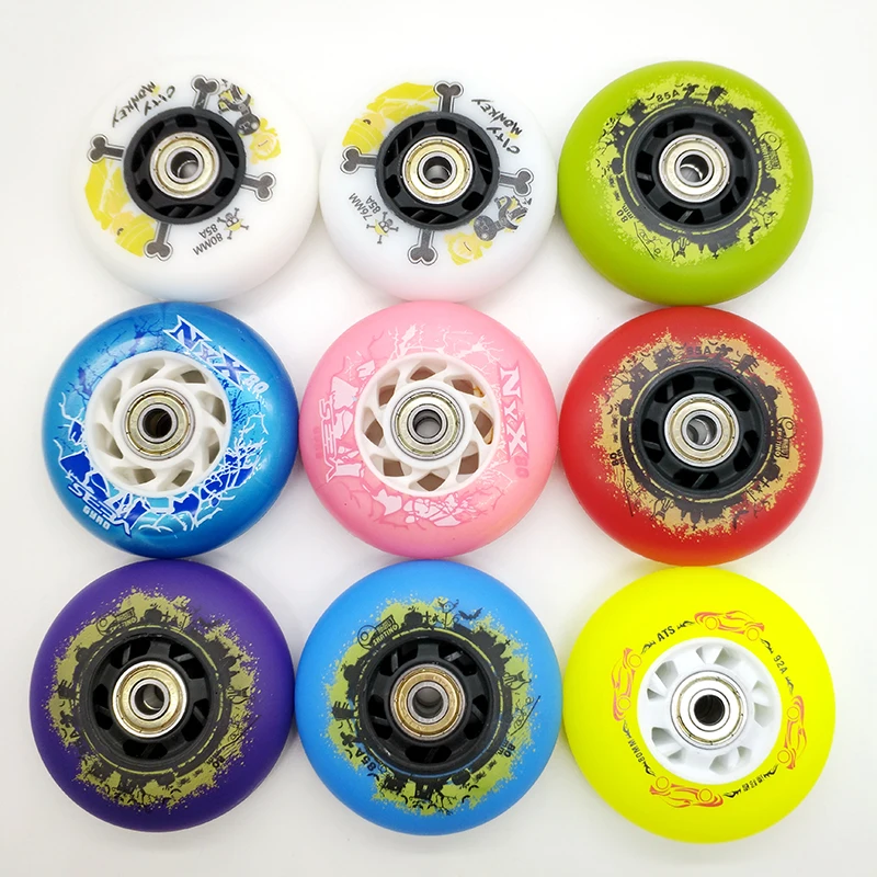 

free shipping roller skates wheel PU material 85 A including bearings and spacers