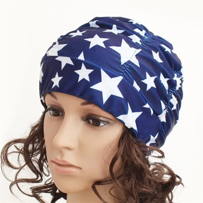 

1 PC Pleated Elastic Elastic Swimming Cap Ear Protector Swimming Hat Bathing Hat for Women