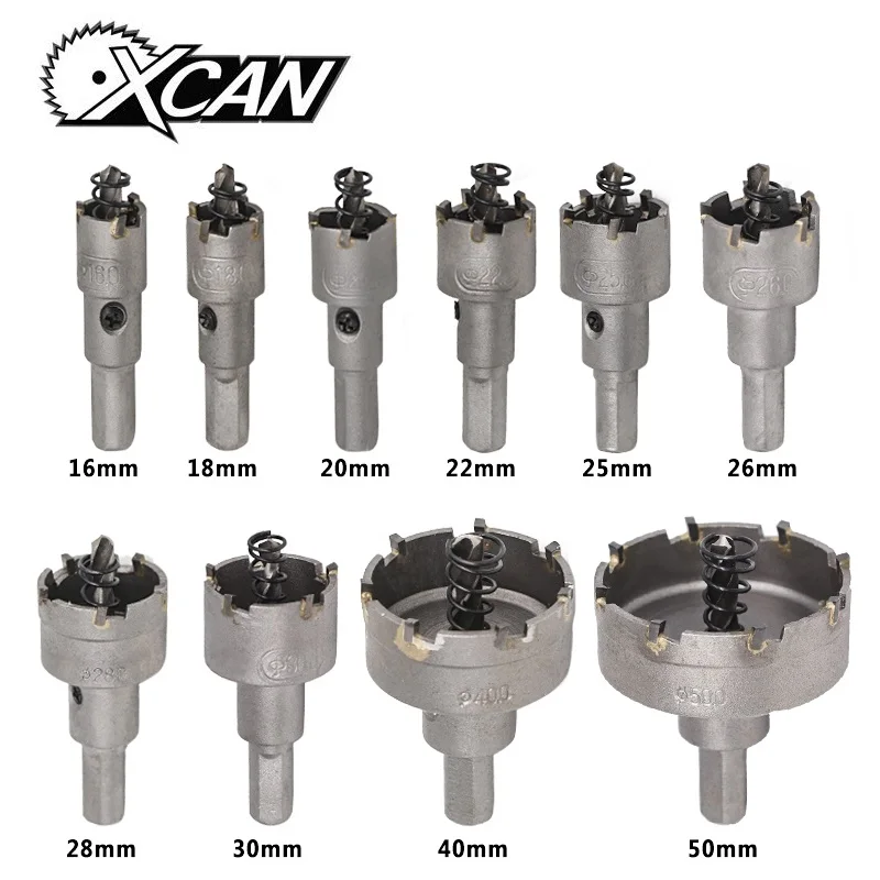 

XCAN 10pcs 16-50mm Carbide Tipped Hole Saw Cutter Set For Drilling Wood/Metal TCT Drill Bit Hole Saw Drill Bit Core Drill Bit