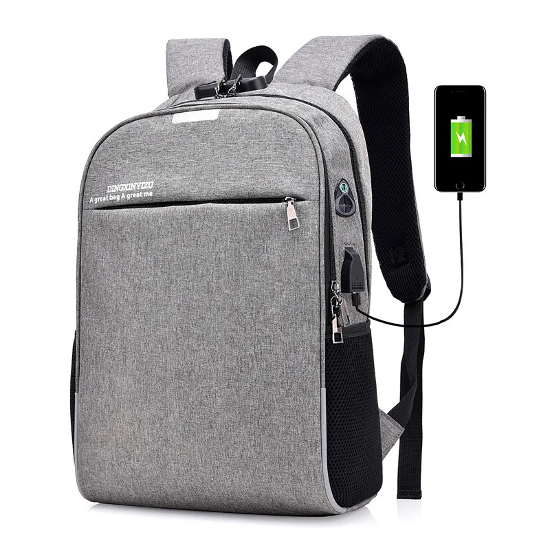 New USB charging port smart backpack anti theft code lock shoulder ...