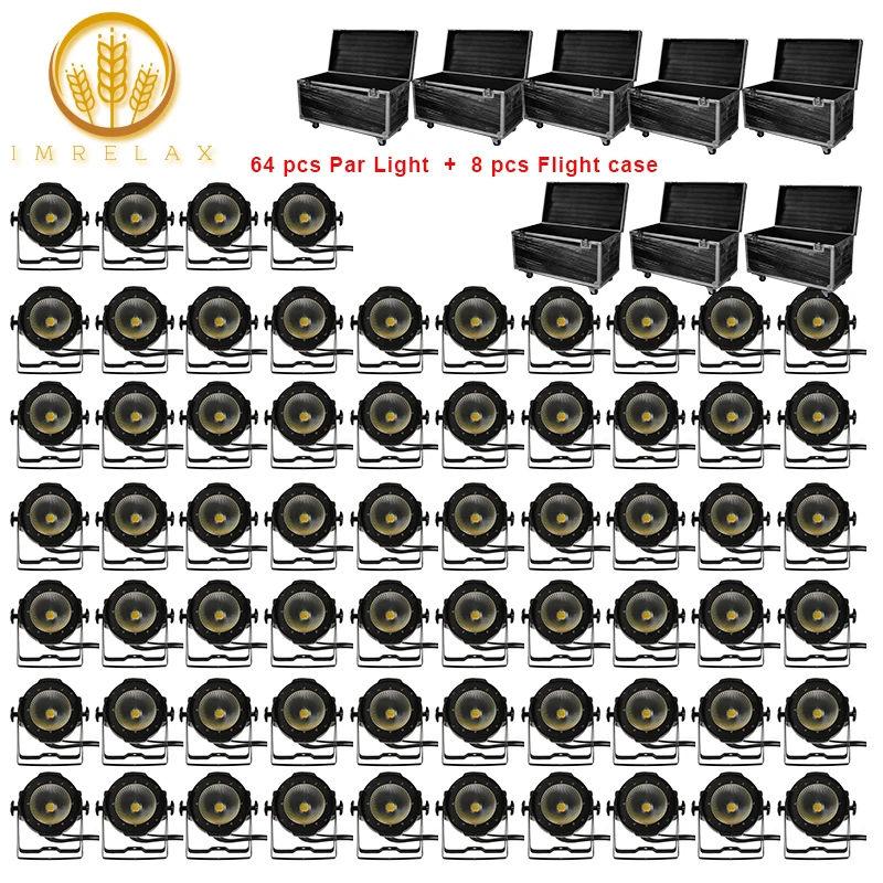 IMRELAX 64 шт. Высокая мощность 100 Вт COB LED Par свет с футляром для полета Пакет мульти