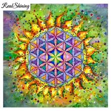 REALSHINING полная квадратная Алмазная вышивка на заказ 5D Diy Вышивка с кристаллами, цветы Мандала мозаичный узор рукоделие Декор FS465