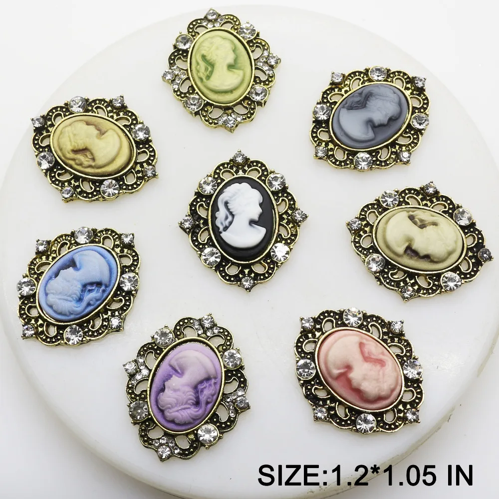 

10pcs/lot 1.2*1.05 in Rhinestone Snap Button Jewerly Metal Acrylic Button Diamond Flatback for Wedding Hair Ribbon Craft Decor