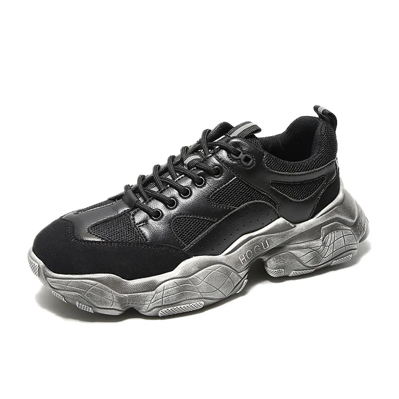 

2019 New Harajuku Thick Platform Sneakers For men Brand Leather Outdoor Running male Trainer Sport Shoes Walking Streetwear