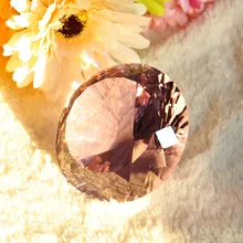 Розовый фэн шуй Свадебный декор подарки ремесла большой 80 мм кристалл в форме бриллианта отрезать стеклянное пресс-папье