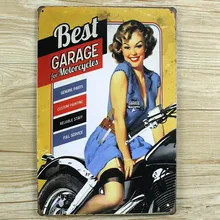 Сексуальные леди и мотоцикл больше яиц "винтажные металлические жестяные знак бар обои с изображением паба Декор Ретро картина плакат ремесло 20x30 см