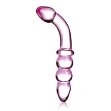 Pink Pyrex Glass Dildo Fake Penis Crystal Anal Beads Butt Plug Prostate Massager G-spot Female Masturbation Sex Toy for Women