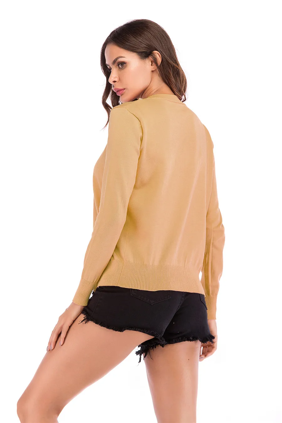 Gladiolus New Autumn Winter Sweater Women 2018 Long Sleeve Beading Single Button Casual Knitted Cardigan Women Sweater Jumpers (14)
