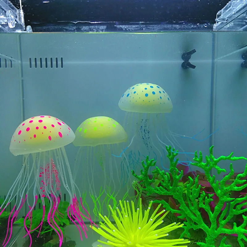 Noctilucent Silicone Artificial Jellyfish Aquarium Ornaments Fish Tank