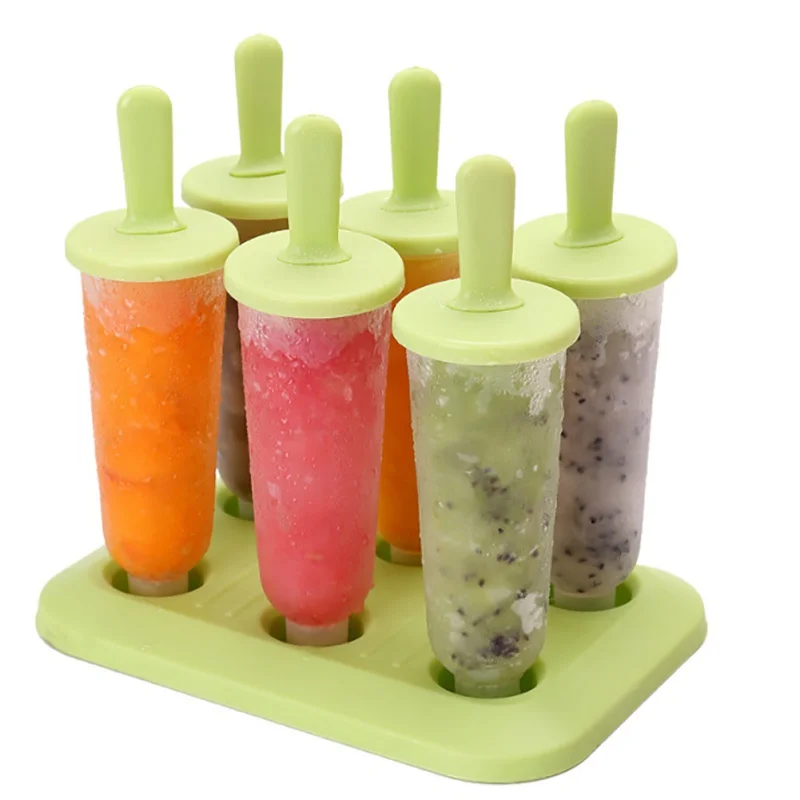 6 Freezer Ice Pop Maker Mold Popsicle Dessert Ice Cream Frozen Pops Cake Treats Kitchen tools