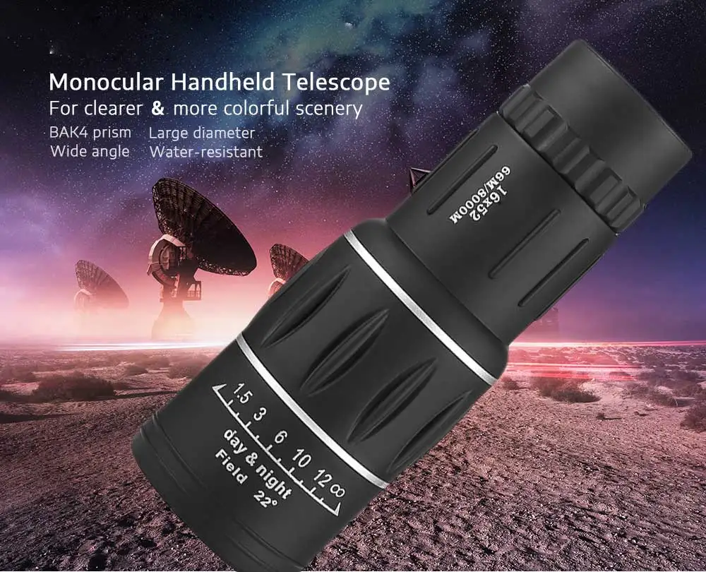 Ajustando com Clipe de Telefone Monocular Telescópio Duplo Foco Zoom Titular Baixa Visão Noturna Poderoso Binóculos 16x52 2 com clipe de telefone titular baixa visão
