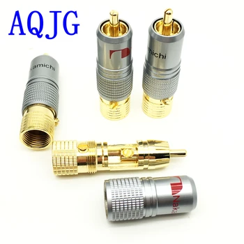

4pcs NAKAMICHI 10mm Gold Plated RCA Plug Locking Non Solder Plug RCA Coaxial Connector Socket Adapter factory High Quality AQJG