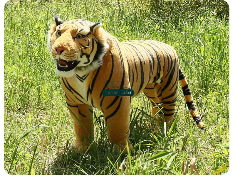 Dorimytrader 110cm Huge Simulated Forest Animal Tiger Plush Toy 43'' Large Stuffed Simulated Tiger Doll Great House Decoration DY60728 (15)