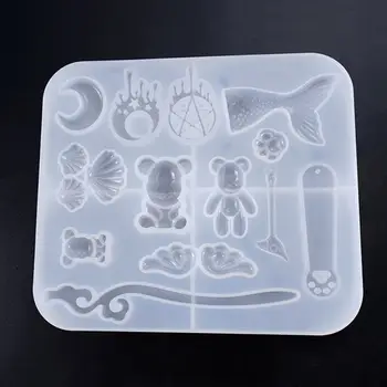 

Silicone Mold Multi-functional DIY Epoxy Resin Tools Jewelry Making Pendant Necklace Mirror Moon Bear Fish Tail Shell Decoration