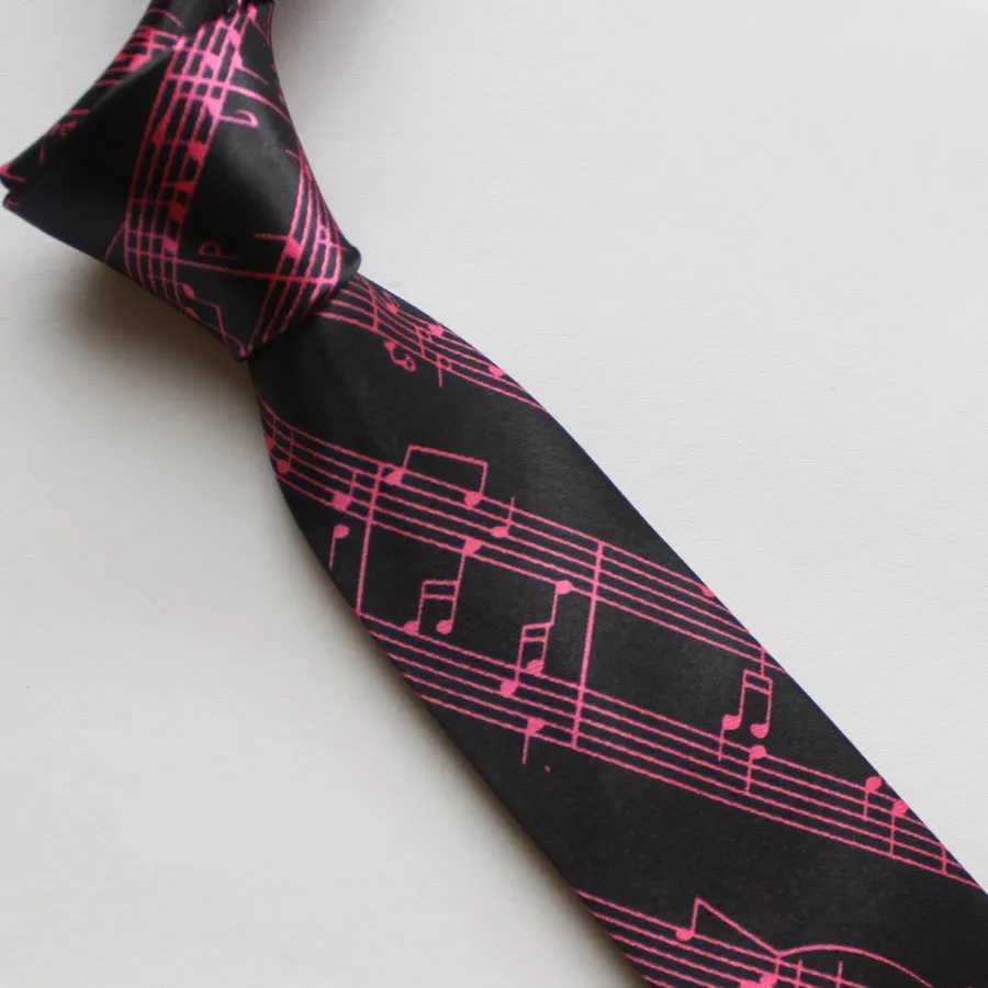 

Free shipping polyester silk casual narrow tie cute music notes tie women and men tie wholesale