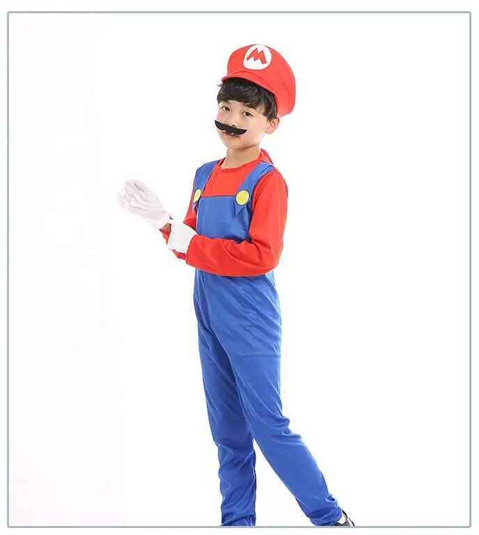 Хит продаж костюмы на Хэллоуин Забавный Super Mario Luigi брат костюм для детей Для