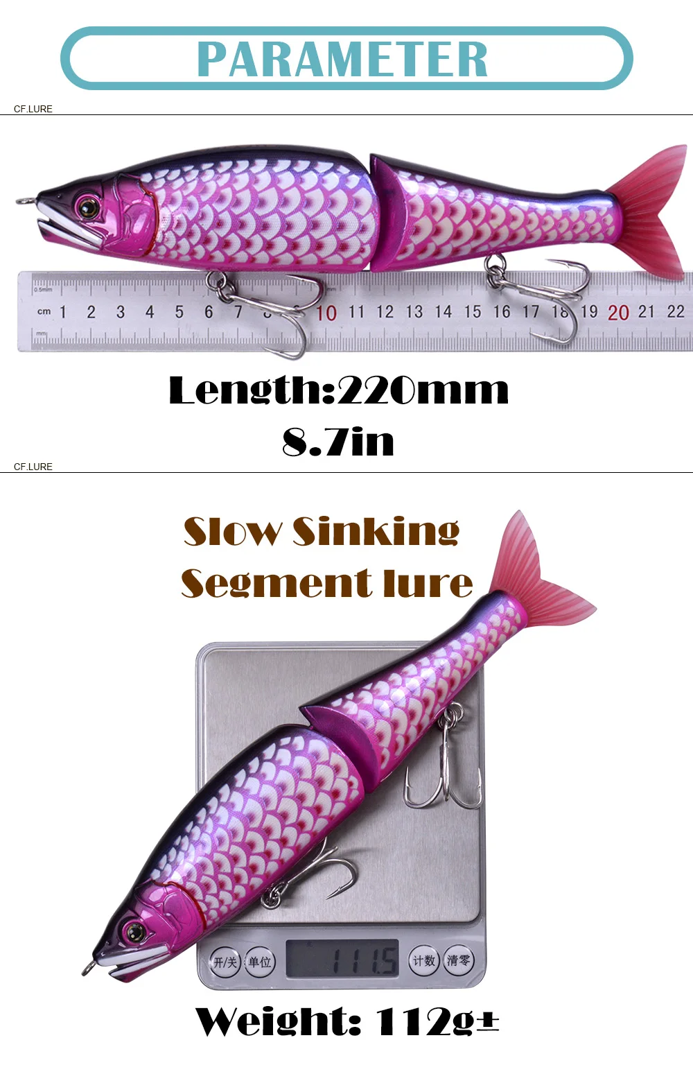Iscas de Pesca do Robalo Milímetros Pilo Novo Bebê Cor Baixo Slow Afundando Swimbait Grande Iscas Articuladas 6 Cores 220 9 3 Iscas artificiais