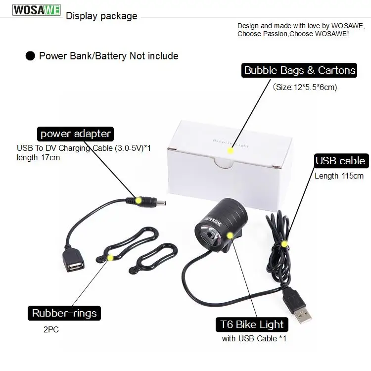 luz frontal lanterna & porta usb acessórios da bicicleta