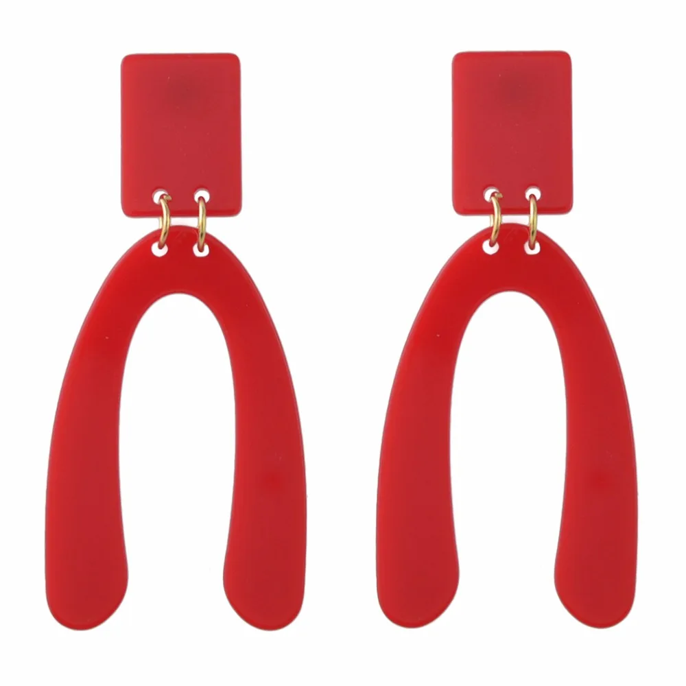 

Fashion Bohemian Big U pendientes Long Drop Earrings For Women Party Wedding Geometric Square Plastic Earrings Statement Brincos