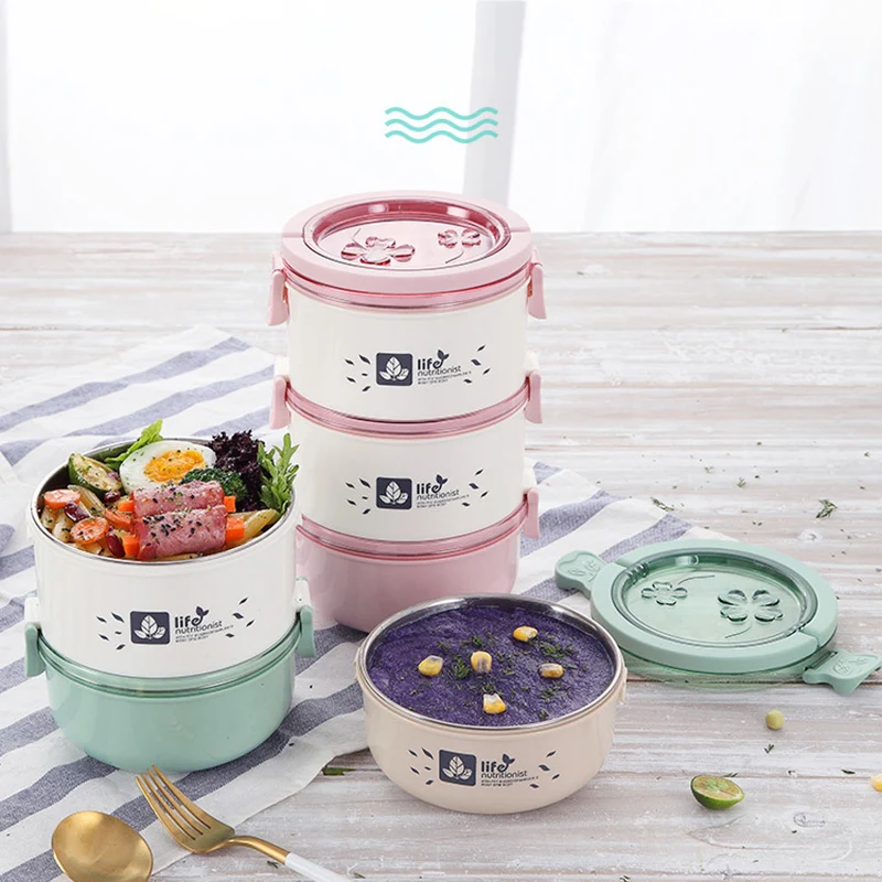 

Lunch Box Thermal Stainless Steel Food Storage Container Leakproof Eco-friendly Bento Box for Kids Students Microwavable