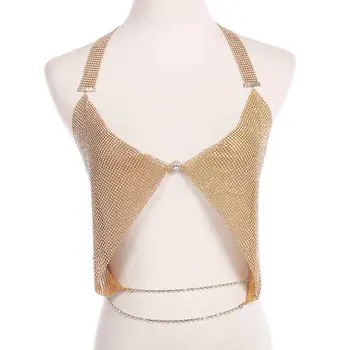 

BeUrSelf Sexy Body Jewelry Rhinestone Chain Bra Vest Summer Beach Bikini Chain Punk Style Body Bra Jewelry