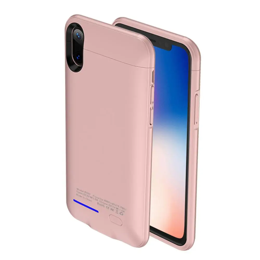 Чехол для внешнего аккумулятора 4000 мАч для iPhone X XS 5,8 внешний аккумулятор зарядное устройство крышка аудио выход магнит Адсорбция - Цвет: Rose Gold