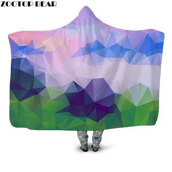 

Fashion Pattern Hooded Blanket 3D Print Plush Blanket Adult Youth Casual Fleece Throw Blanket Home Office Wearable Bedspread