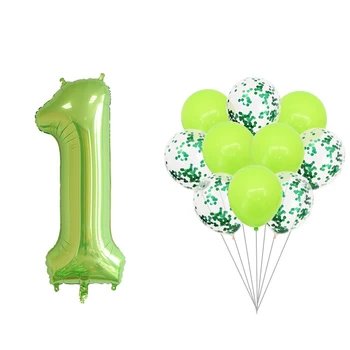 

2/11pc 40inch Fruit Green Foil Number Balloons Green Confetti Balloons set Birthday Wedding Party Decor Globo Kids Ball Supplies