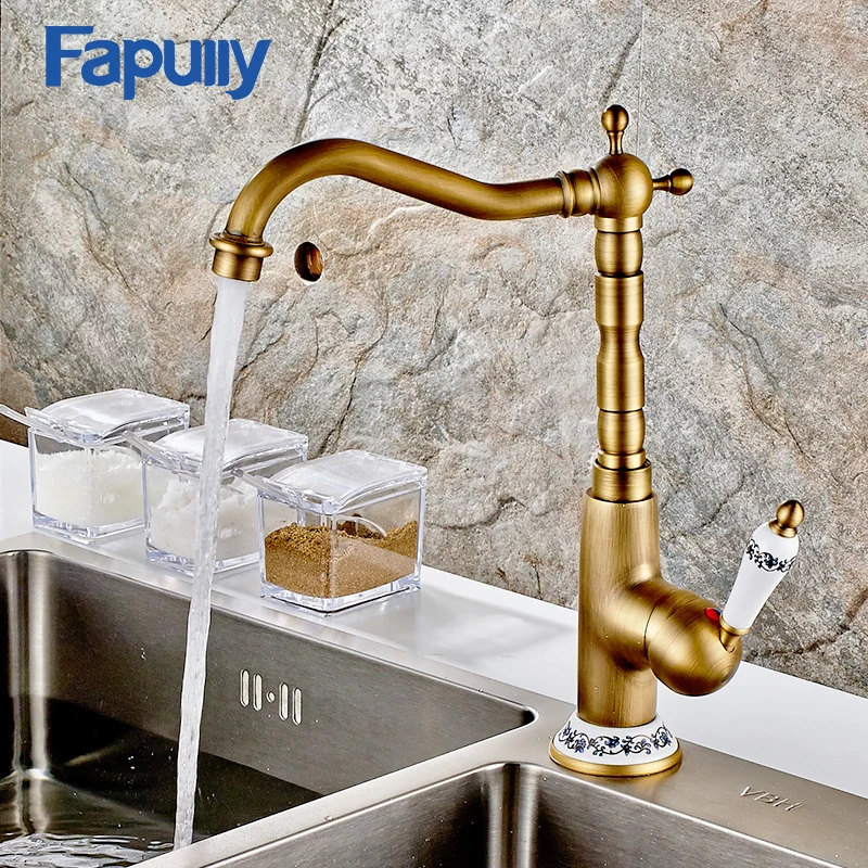 Fapully Kitchen Sink Faucet Deck Mount Vintage Kitchen Mixer Taps