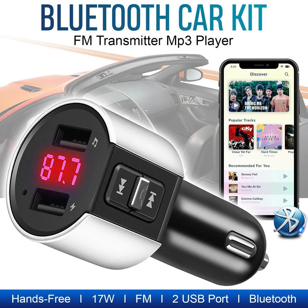 USB TF карта Поддержка зарядного устройства комплект беспроводной связи bluetooth для автомобиля ЖК-дисплей Hands-Free fm-передатчик MP3 музыкальный плеер Мобильные Телефоны Планшеты Dsp