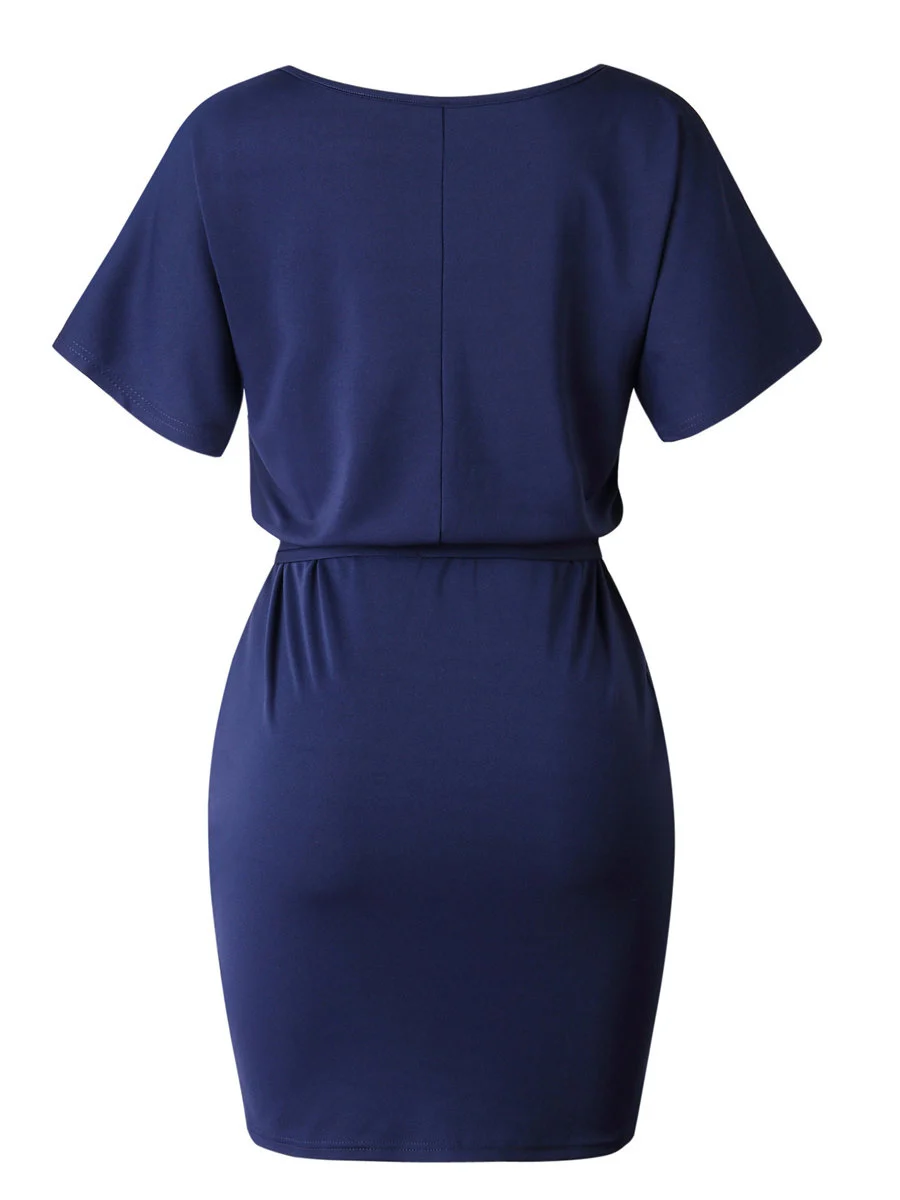 Gladiolus 2019 New Summer Women Dress Short Sleeve O Neck Tunic Casual Midi Dress With Belt Ladies Dresses Sundresss Vestidos (13)