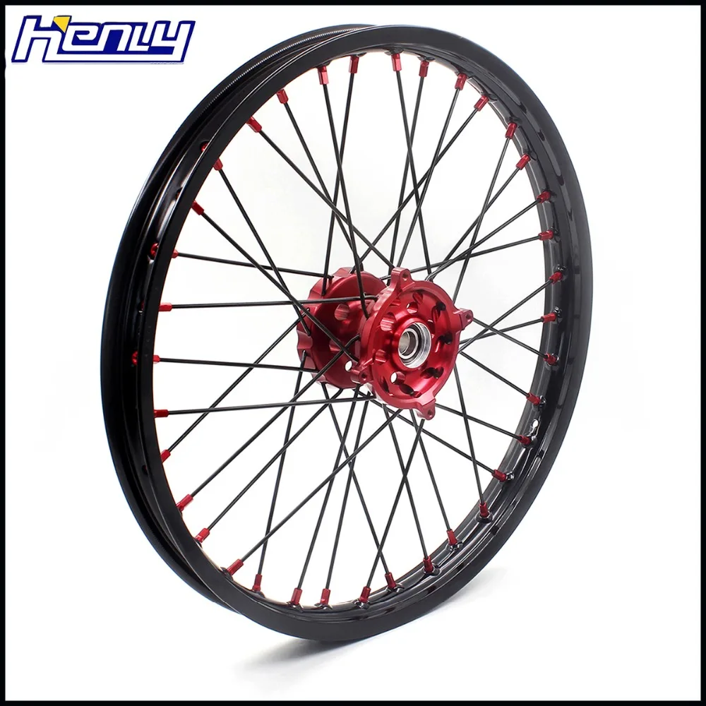 21/19 со спицами MX, колесные диски набор для SUZUKI RMZ250 2007- RMZ450 2005- красный ниппель черная ручка