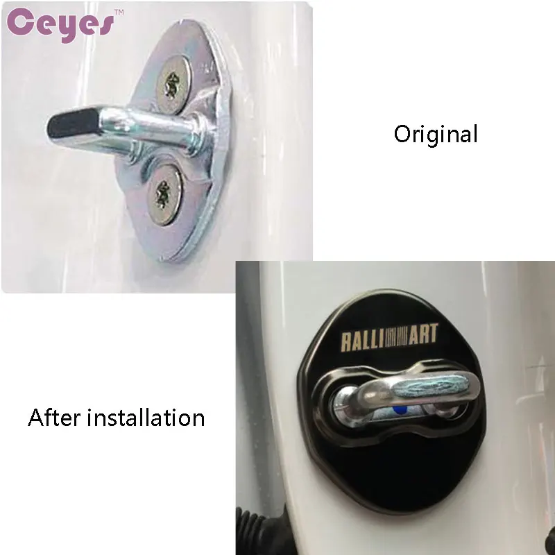 Car Styling Door Lock Decoration Protection Cover Case For Mitsubishi RalliArt Lancer 10 Ralli Art Outlander car door lock cover