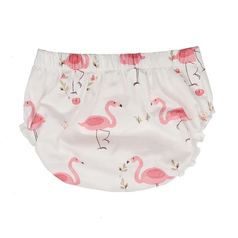 New Baby Girls White Flamingo Frilly Knickers Bloomers Toddler Floral Cotton Shorts Summer Soft Sun Clothing (6)