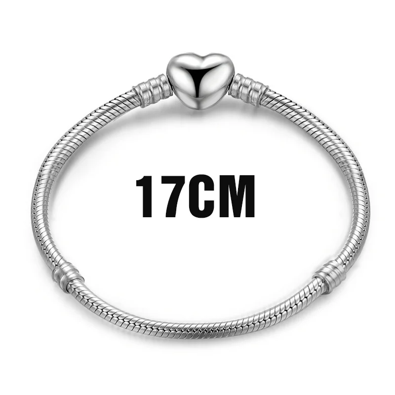 Аутентичный 925 пробы Серебряный базовый Змеиный браслет-цепочка и браслеты модные ювелирные изделия WEUS902 - Окраска металла: 17CM