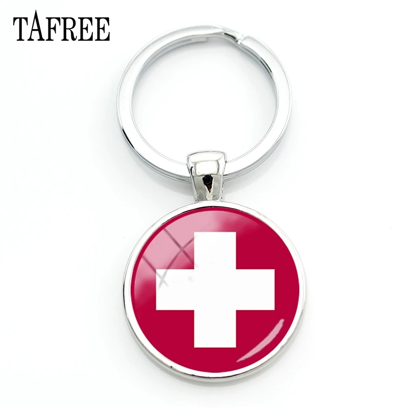 

TAFREE 2018 Health Round Keychains First Aid Picture Key Ring Trending Glass Cabochon Dome Ornaments HL17