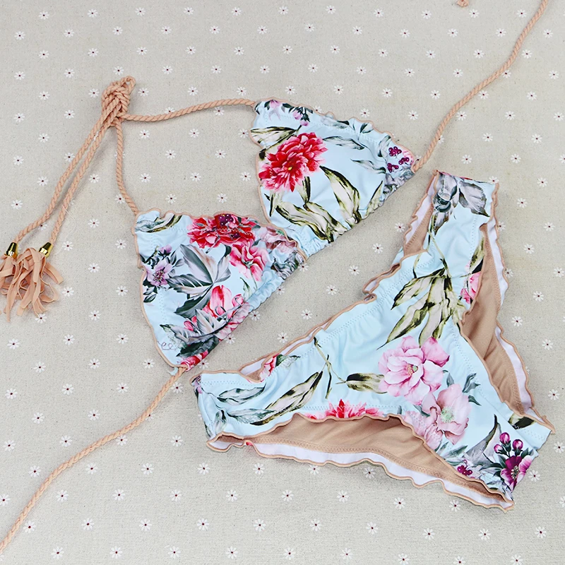 

sexy vintage halter yellow white purple hot on sale wire free brand girl bikinis set low waist 2019 women x27s swimsuit swimwear